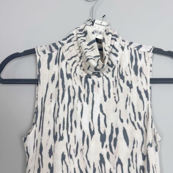 EXPRESS | NEW Animal Print Leopard Sleeveless Turtleneck Bodysuit Women’s Size S - Picture 3 of 7